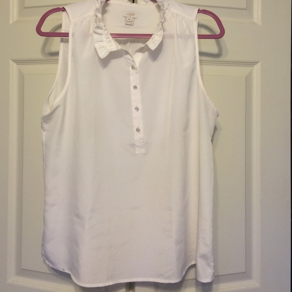 Sheer off-white ruffled-collar shirt