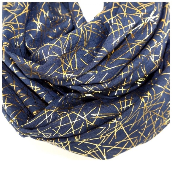 Blue Metallic Gold Foil Scarf - Picture 2 of 4