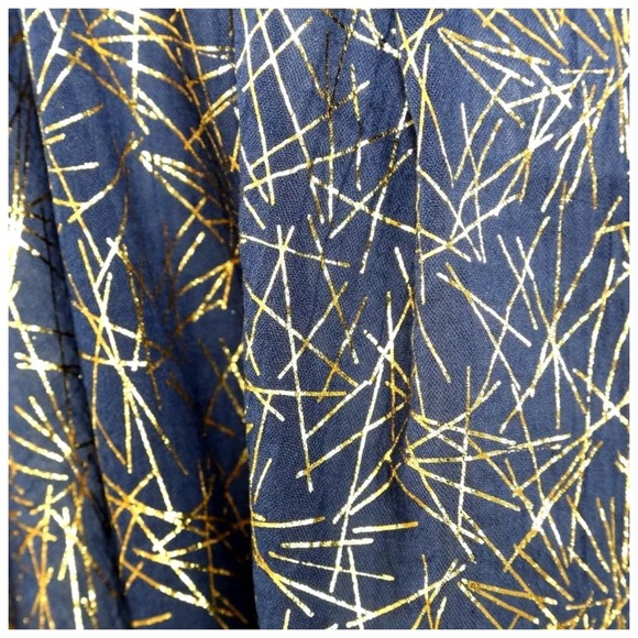 Blue Metallic Gold Foil Scarf - Picture 4 of 4
