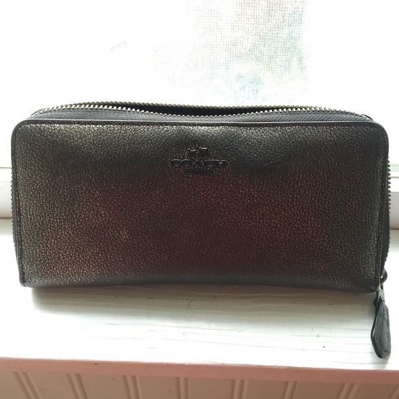 Gold and black coach wallet