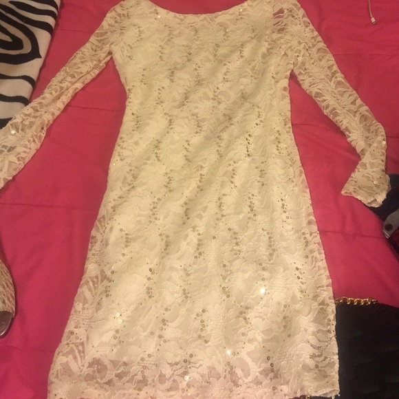White sequenced dress