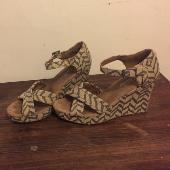 Toms Strappy Wedges 8W