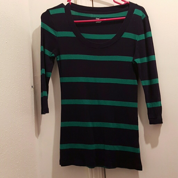 Navy and green striped shirt