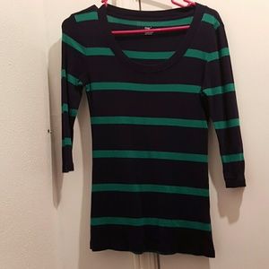 Navy and green striped shirt