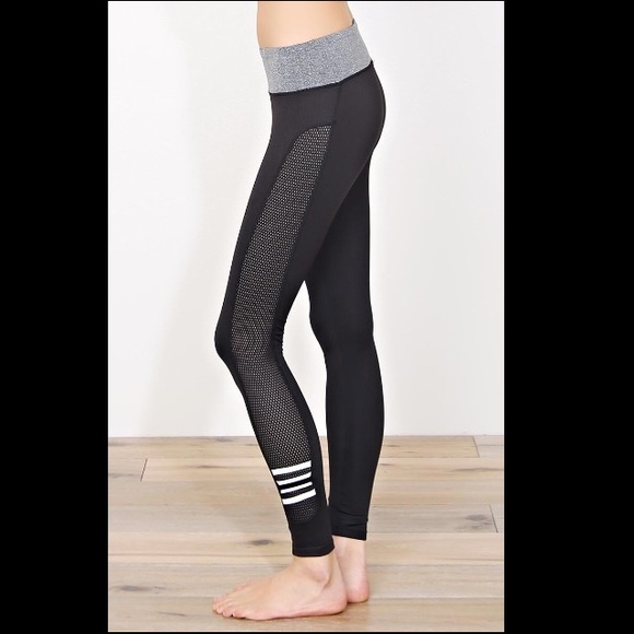 Black White and Grey Mesh Workout Pants