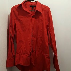 Mens red button down shirt