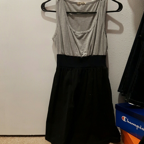 Gray and black dress