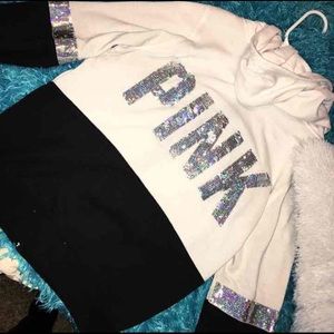 Hold..PINK zip up hoodie bedazzled!!