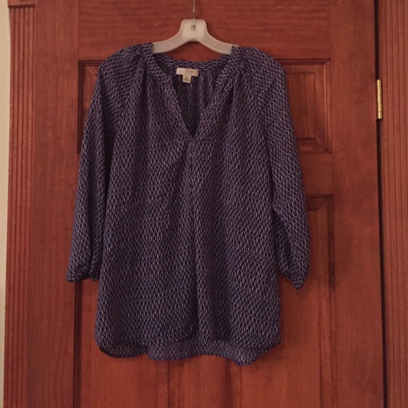 Blue print 3/4 sleeve shirt