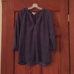 Blue print 3/4 sleeve shirt