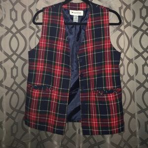 Plaid red and green vest, small