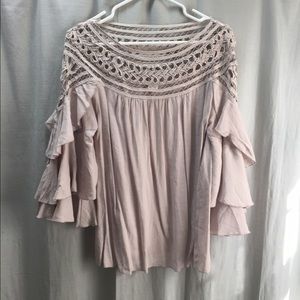 Flare Sleeve Ruffle Top