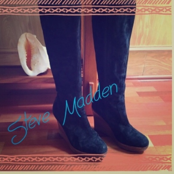 Steve Madden knee high black suede boots - Picture 2 of 4