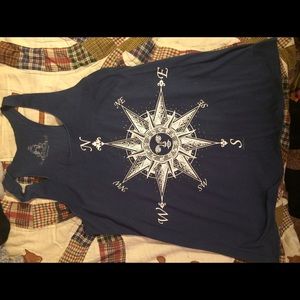 Navy blue and white loose tank
