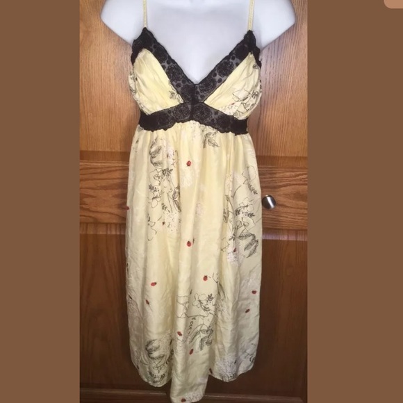 Rare Floreat Anthropologie slip dress ladybug bugs