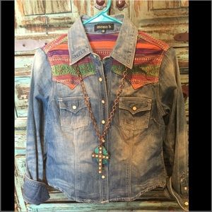 Denim Aztec pattern shirt