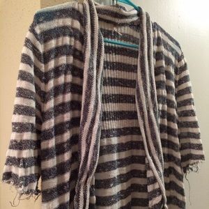 Black and White Striped Free People Sweater