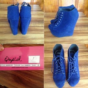 Qupid Navy 7inch wedge heels. Size 9