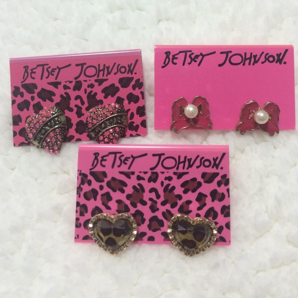 3 sets of Betsey Johnson earrings