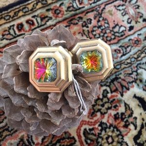 Vintage Rainbow Gold Clip-on earrings