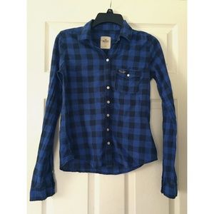 Blue Hollister plaid flannels,XS