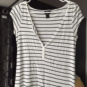 Black and white striped top