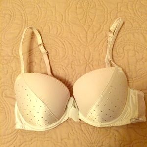 White Rhinestone Push-Up Bra