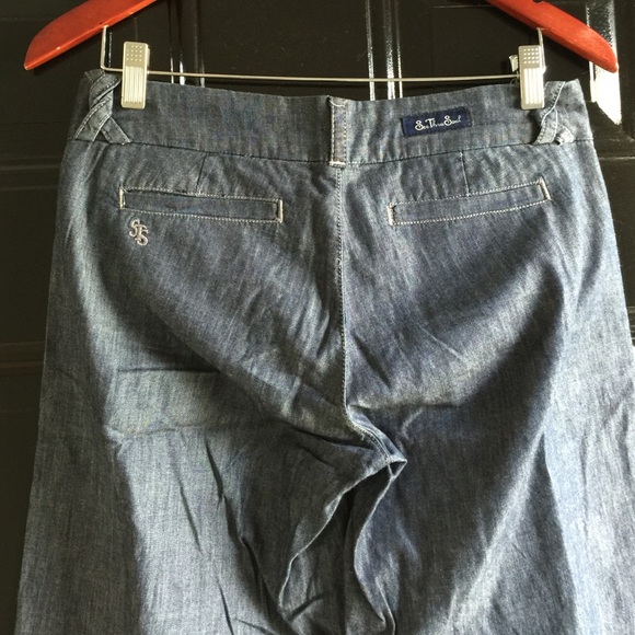 Wide leg chambray trousers - Picture 3 of 9