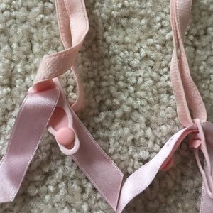 Jezebel Accessories - Black lace garter with pink ribbon stocking straps Jezebel Accessories - Black lace garter with pink ribbon stocking straps