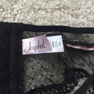 Jezebel Accessories - Black lace garter with pink ribbon stocking straps Jezebel Accessories - Black lace garter with pink ribbon stocking straps