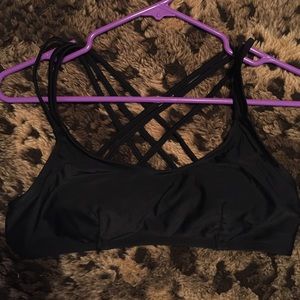 Black criss cross bathing suit top