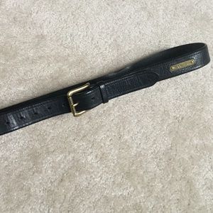 Men's Italian leather black belt -gold hard-wear