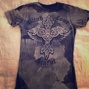 Sinful by Affliction black Angel wings tee S Small