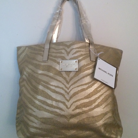 Michael Kors Handbags - Michael Kors Gold Zebra Tote bag