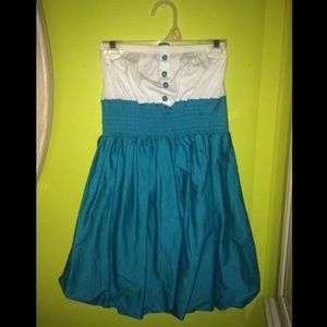 Papaya baby blue and white dress strapless dress