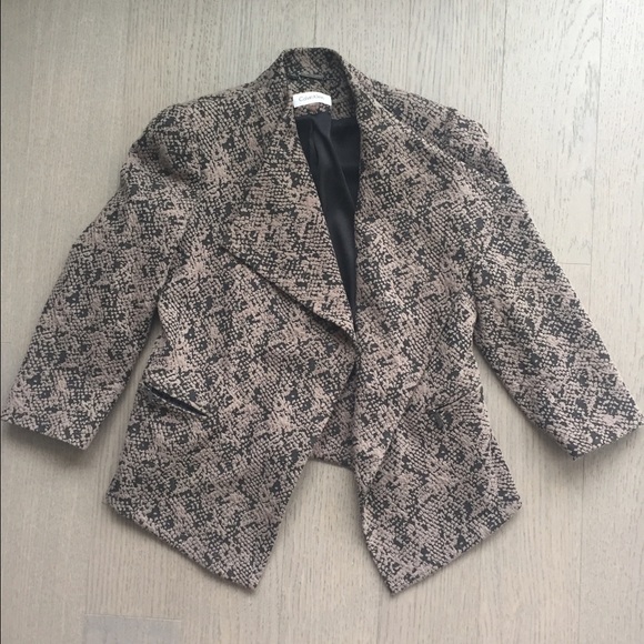 CALVIN KLEIN gray and black patterned blazer