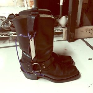 Durango Black Leather Harness Motorcycle Boots