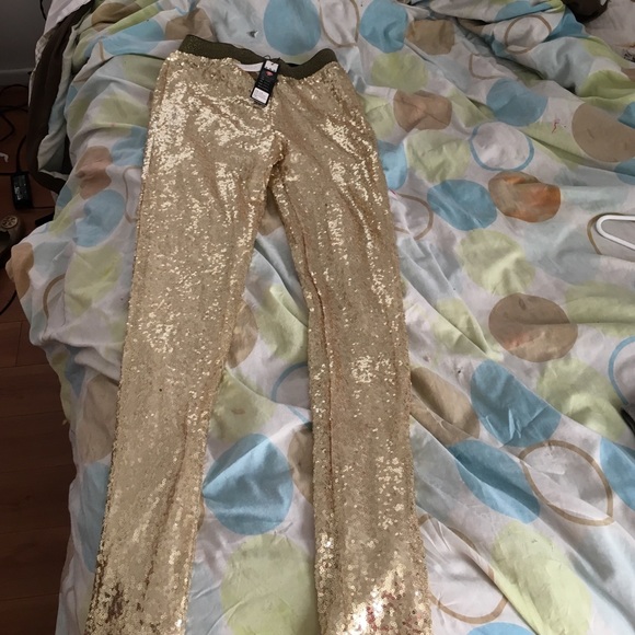 Gold sequin leggings