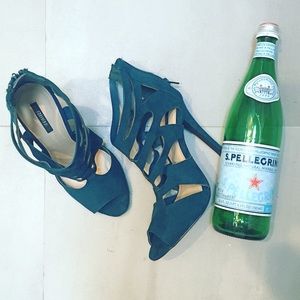 NWOT Teal Green Suede Heels