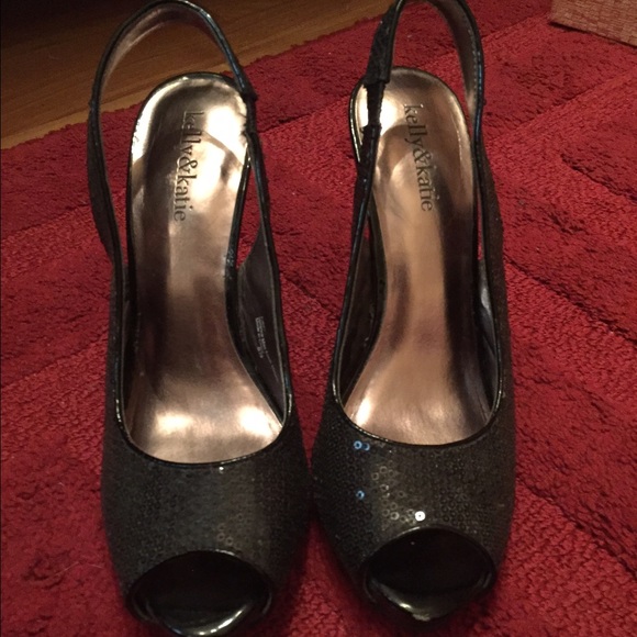 Kelly & Katie Black Sparkly Heels