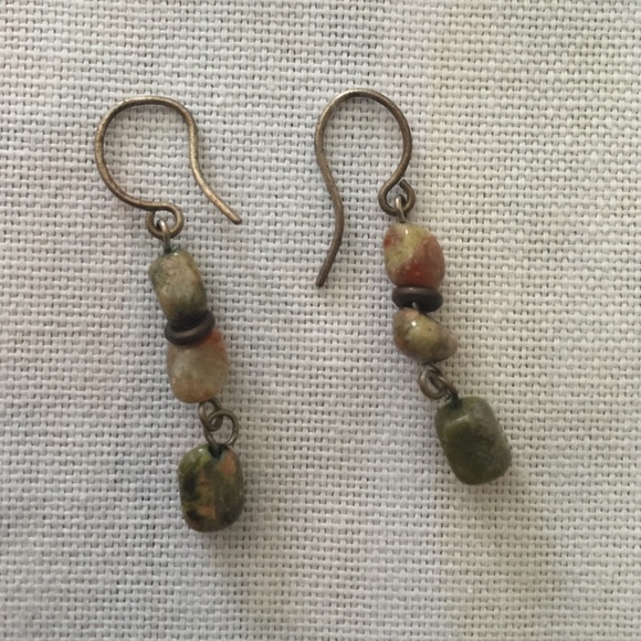 Green stone earrings