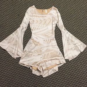 Beige Open Back Romper