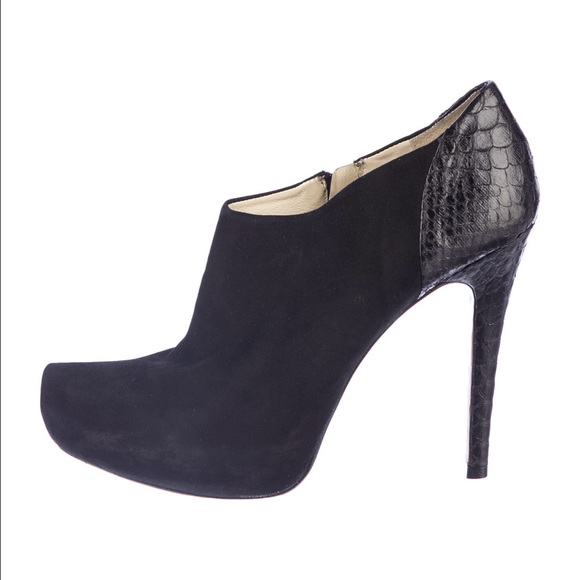 Suede and snakeskin booties