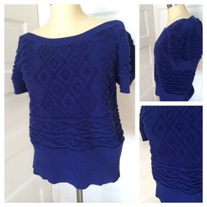 Moth Anthropologie Blue Textured Sweater Large