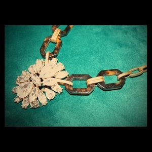 Tortoise & crystal pendant necklace.