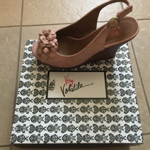 Very Volatile Pink Leather/Wood Wedges