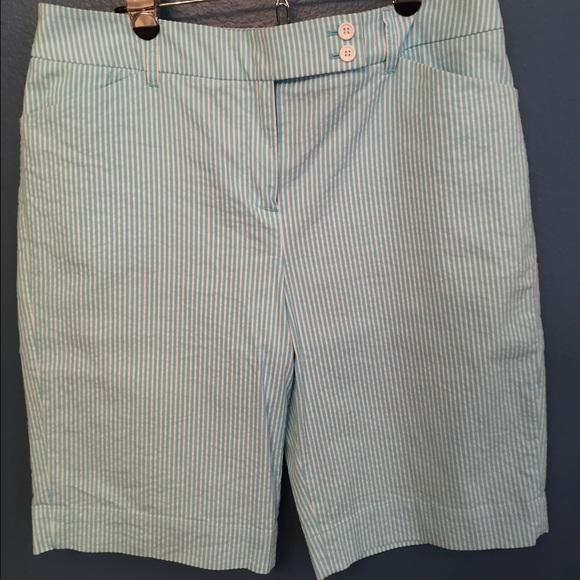Blue seersucker Bermuda shorts