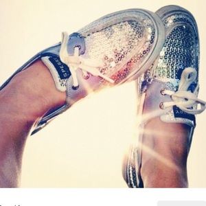 White sparkly size 6 sperrys!