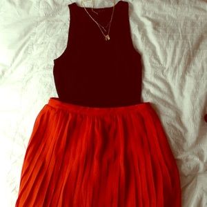 Orange-red maxi skirt