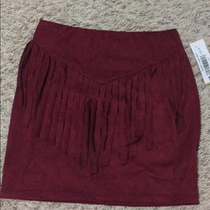Crimson Fringe skirt